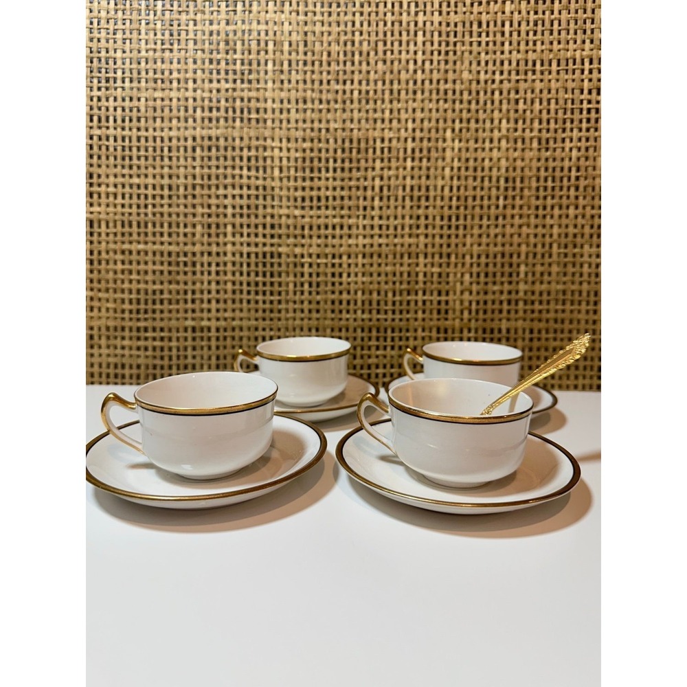 Vintage Homer‎ Laughlin Tea Set Empress 18 Carat Gold cups plates